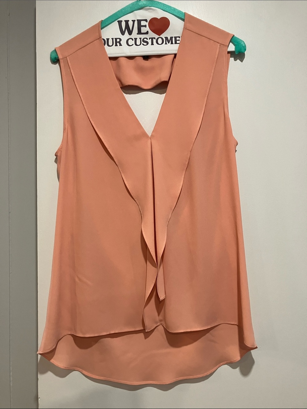BCBGMaxAzria Peach Sleeveless V-Neck Ruffle-Front Camisole size medium